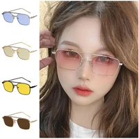 fashion color lens sunglasses double beam unisex sun glasses adumbral anti uv spectacles alloy frame eyewear a