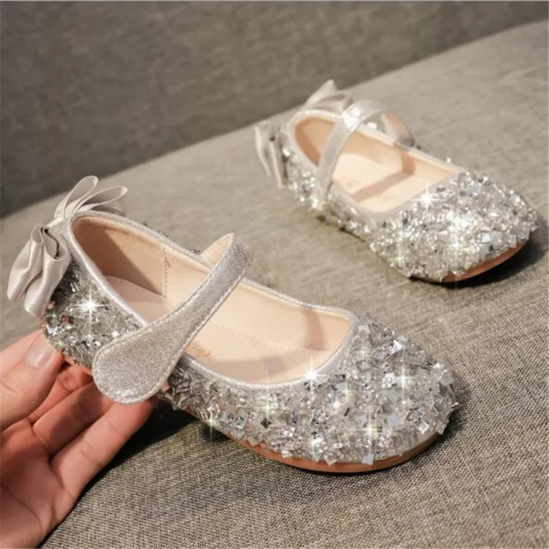

New Girls Princess Shoes Baby Toddler Flats Fashion Crystal Spring/Autumn Chldren Leather Shoes Kids Moccasins 02