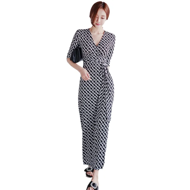 

Женское вечерние нее платье макси, винтажное платье с коротким рукавом и запахом, с принтом, осень 2019