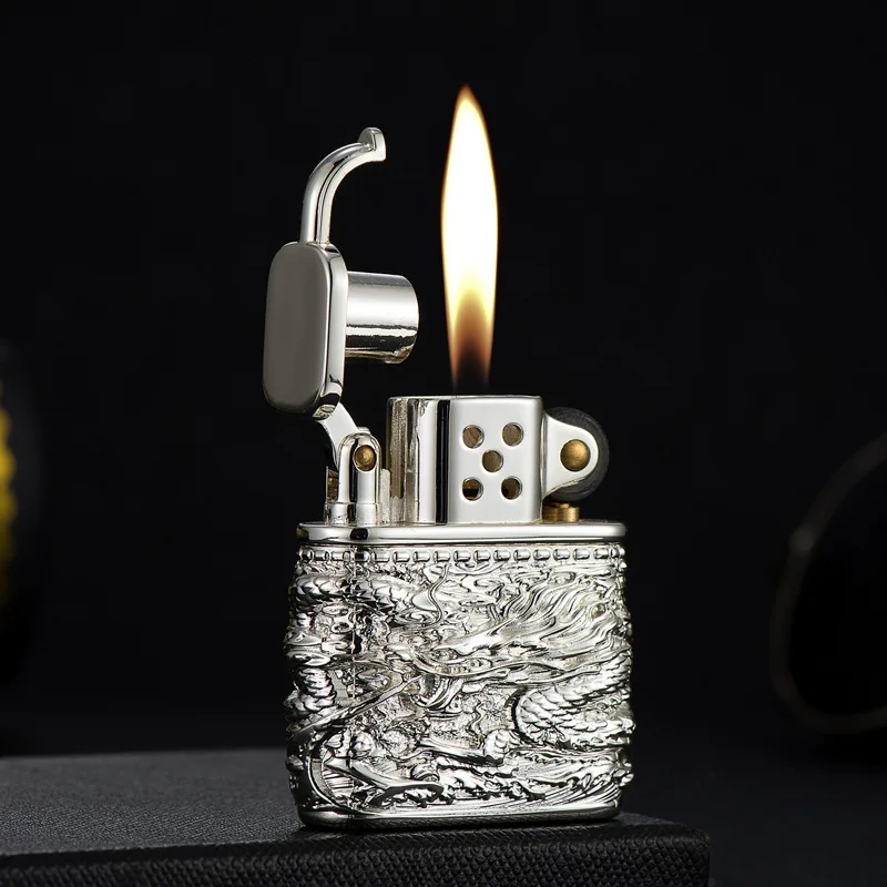

Hollow Clouds Dragon Kerosene Lighter Pure Copper Business Souvenir Gift Smoking Accessories Regalos Para Hombre Originales