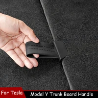 car styling trunk board lifting handle leather hand strap interior decoration modification for tesla model y car accessories