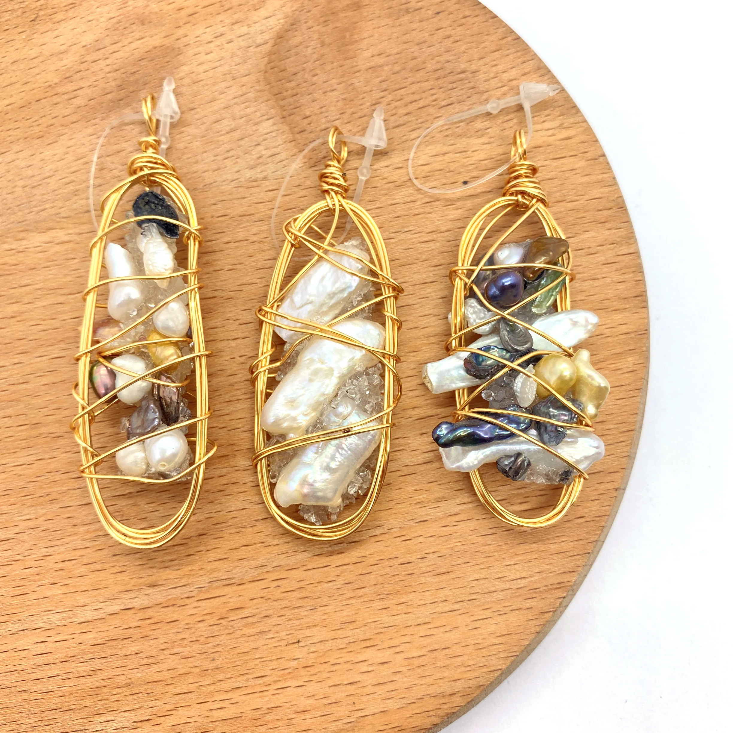 

1pc Natural Freshwater Pearl Pendants Irregular Beans Shape DIY for Making Necklace Accessions Manual Winding 20x40-30x60mm Size