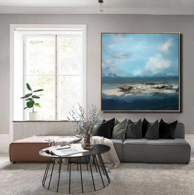 

Картина на холсте, оригинальный светильник, картина с голубым небом, большая Настенная картина с небом, абстрактная картина с небом, картина...