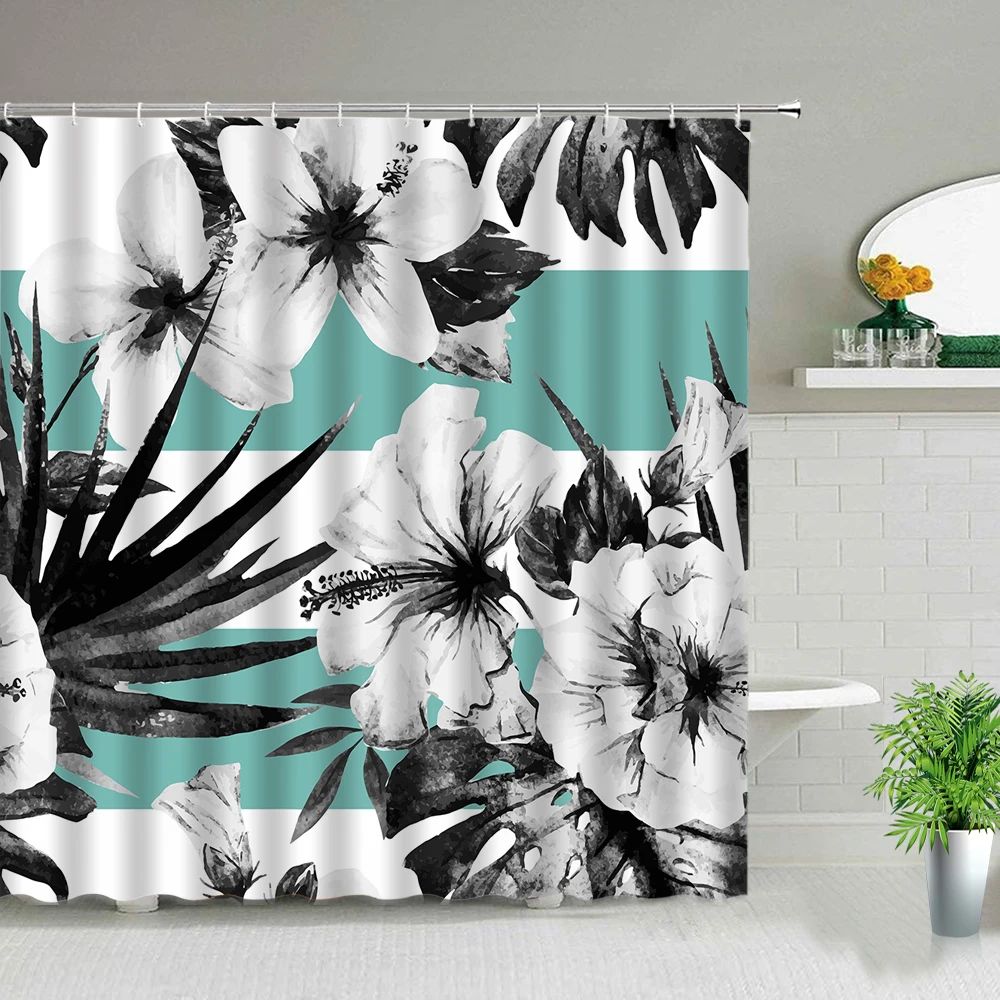 

Sunflower Flower Scenery Shower Curtain Rose Floral Plant Butterfly Landscape Bathroom Decor Waterproof Bath Curtains With Hooks