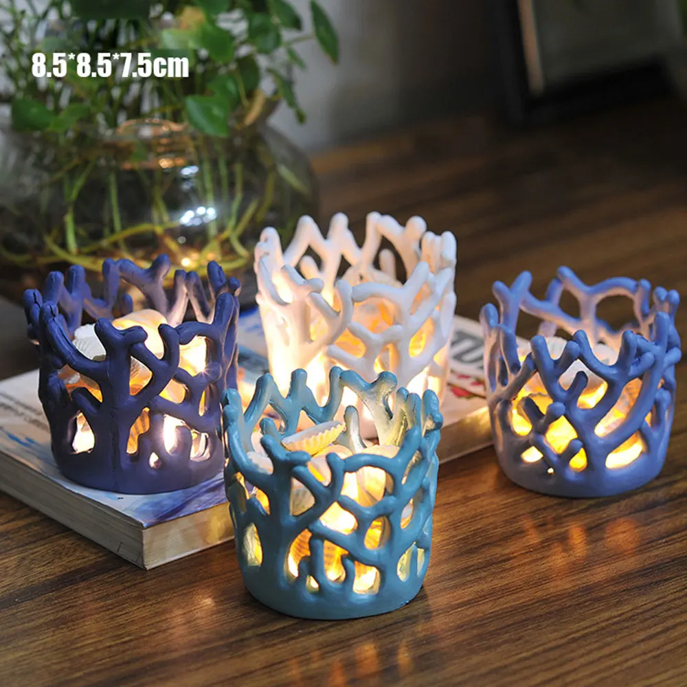 4 шт смолы коралловый Подсвечник Настольный светильник для чайный свадебные