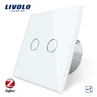 Умный Беспроводной Выключатель Livolo ZigBee, настенный выключатель европейского стандарта с Wi-Fi, 2 клавиши, 2 способа работы, для Google Home ,Alexa