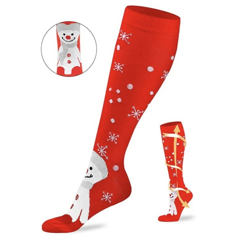 

Men Women Christmas Stockings Casual Compression Long Socks Stretch Outdoor Funny Elastic Calf Stockingsve