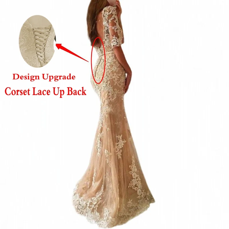 Вечернее платье русалки с кружевной аппликацией длинное вечернее коротким