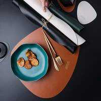 pu leather placemat for dinner table mat gold plated letter waterproof heat insulation pad soft washable coaster cup mat 1pc