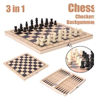 new design portable 3 in 1 wooden chess backgammon checkers travel games chess set board draughts entertainment christmas gift