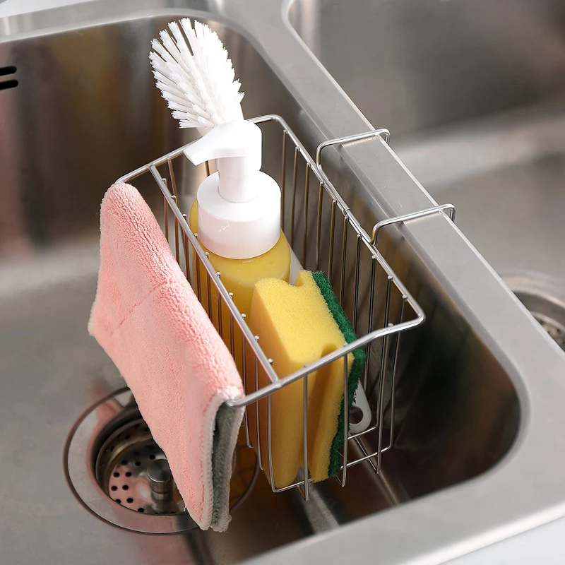 2 размера удобный кухонный держатель для губки из нержавеющей стали|Корзины