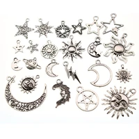 23pcs antique silver sun moon stars charms pendant for jewelry findings choker necklace bracelet diy handmade jewelry making