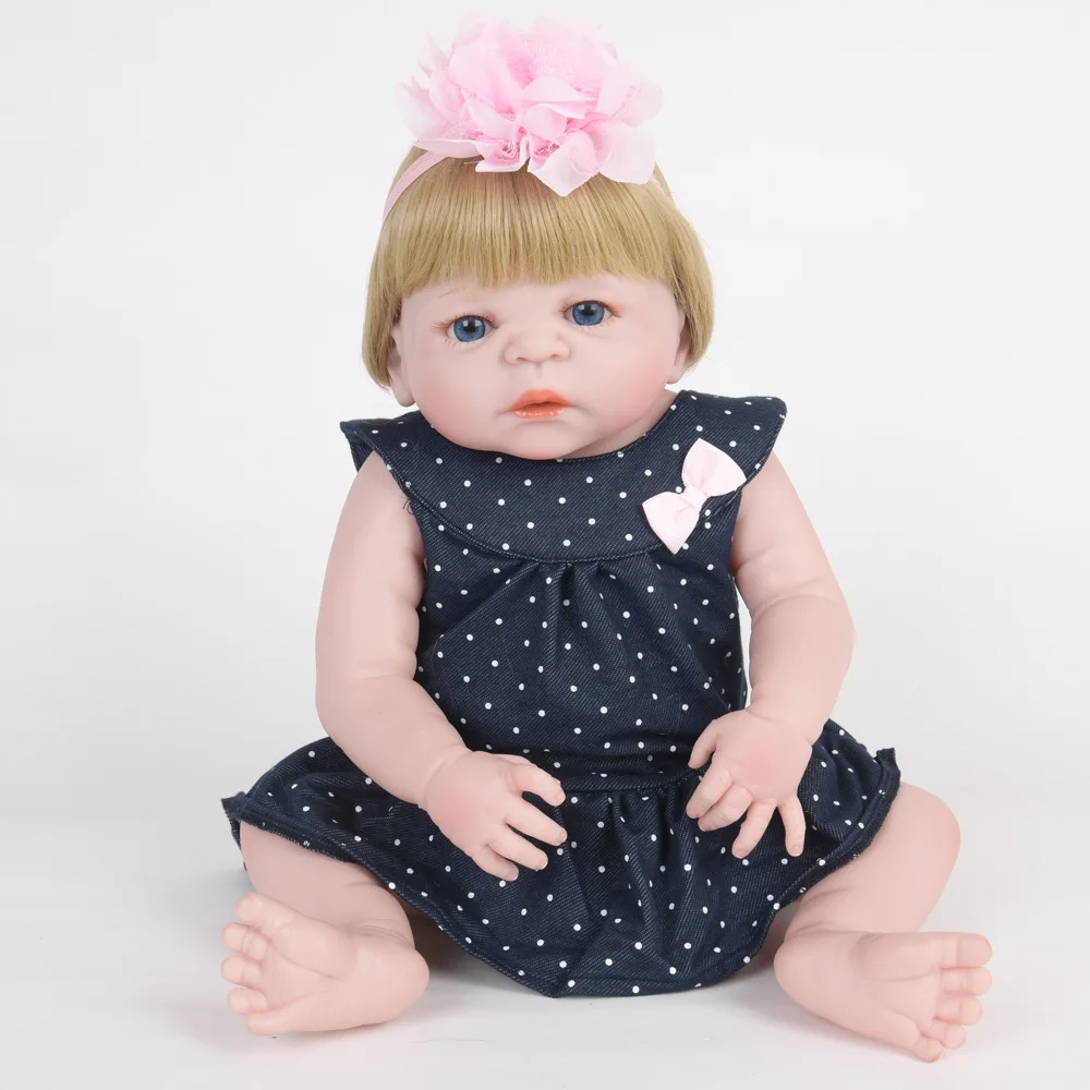 23 &quotполная виниловая 57 см Силиконовая Кукла Reborn Blue Eyes Baby Alive куклы для