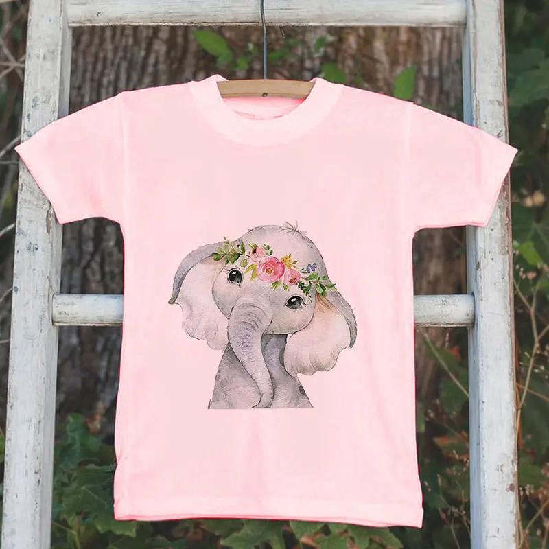 Новинка летняя футболка для мальчиков рубашка с изображением растений слонов