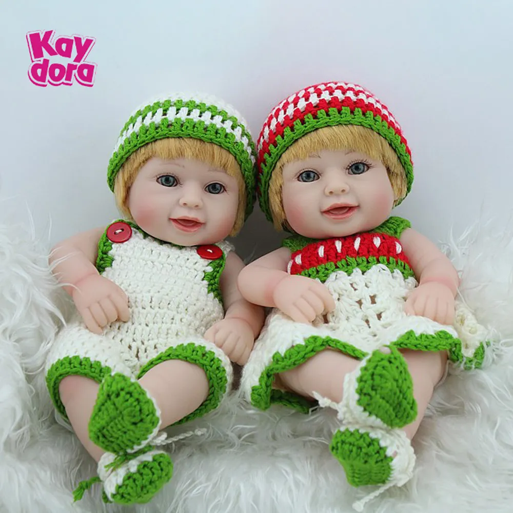 Twins Полностью силиконовые куклы Reborn Boneca, 11 дюймов, 28 см, детские мини-игрушки для ванной, реалистичные куклы для младенцев, Bebe Menina, живой мальчик, подарок на день рождения - Цвет: Twins