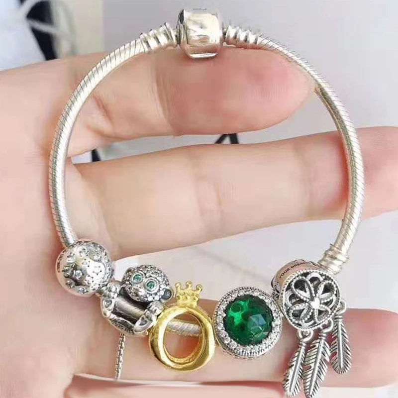 Посеребренный брендовый браслет DIY маленькая обезьянка бусы для мужчин и женщин