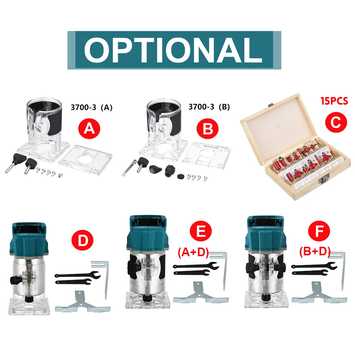 

850W 30000rpm Drillpro Electric Trimmer Set Laminate Palm Router Woodworking Edge Joiner Plastic Base Kit 18V for Makita Battery