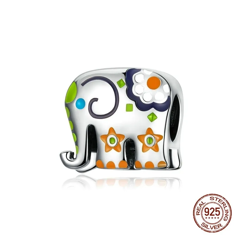 bs095 INBEAUT, новая мода, 925 пробы, серебряный, милый, животный, ручная работа, милый, мультяшный кролик, панда, бусины, талисманы, подходит для браслета Пандора - Цвет: bs095