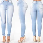 Женские эластичные джинсы-карандаш, белые эластичные узкие джинсы с высокой талией, размера плюс, 3XL