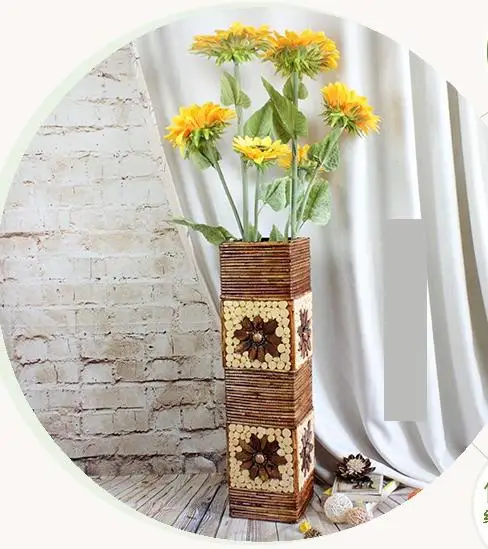 Тростниковая Ваза деревянная напольная ваза для украшения гостиной Ретро