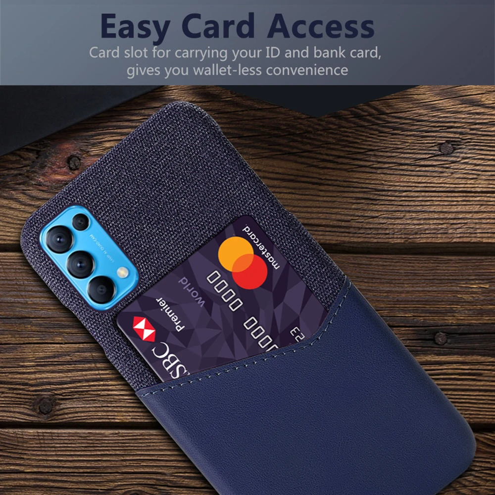 

Business Case For OPPO Reno5 5G Funda Cloth Texture Card Slot Cover For Oppo Reno 4 SE Lite 3 4G 5 Pro Plus 5G 2 Z 10x Zoom Capa