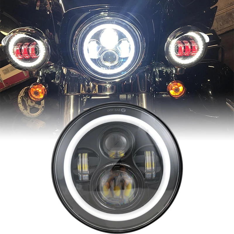 

7Inch LED Motorcycle Headlight 40W/60W/80W/90W and 7inch Shell Housing Headlight Bracket For H arley Yamaha Honda Suzuki Touring