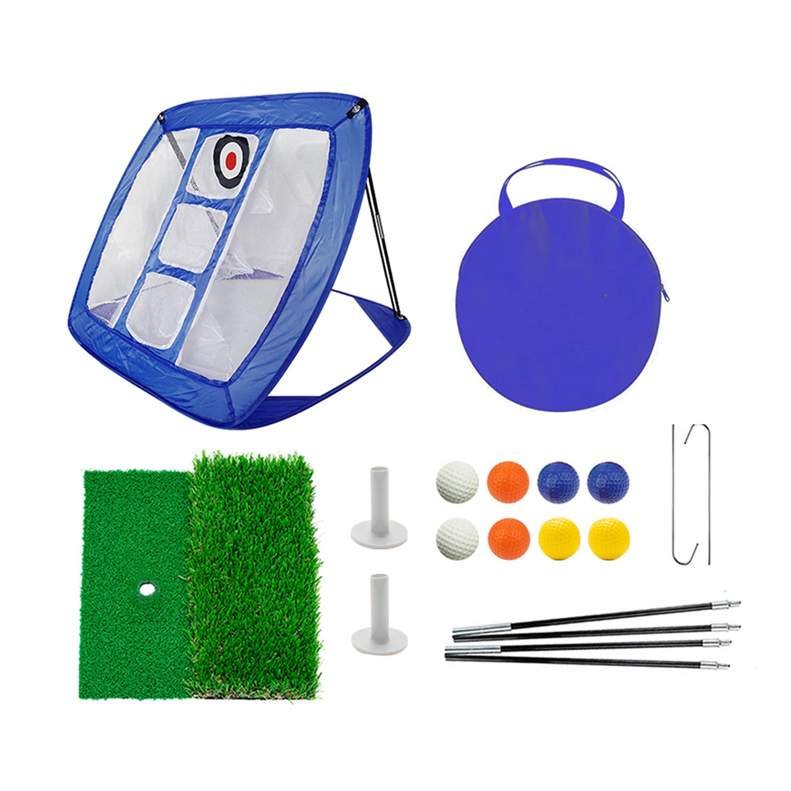 

Cages Training Balls Collapsible Golf Chipping Net Set Hitting Mat Foldable Backyard Driving Portable Rubber Tees Swing Practice
