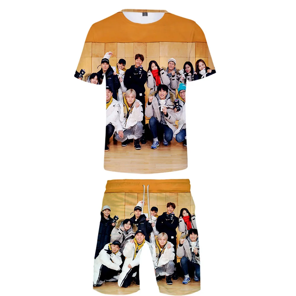 

Running Man Korea TV Show 3D Tracksuit Women/Men Two Piece Set Summer T Shirt+Shorts Variety Reality Show Casual Streetwear&Pant