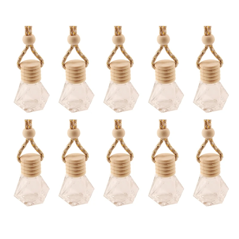 

New 10 Pieces Of Car Hanging Glass Bottle Empty Perfume Aroma Diffuser Refillable Diffuser Air Freshener Pendant Decoration