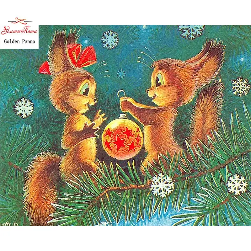 Square Diamond Diamond Painting Christmas DIY Diamond Embroidery Cross Stitch Squirrel Animal Home Decoration