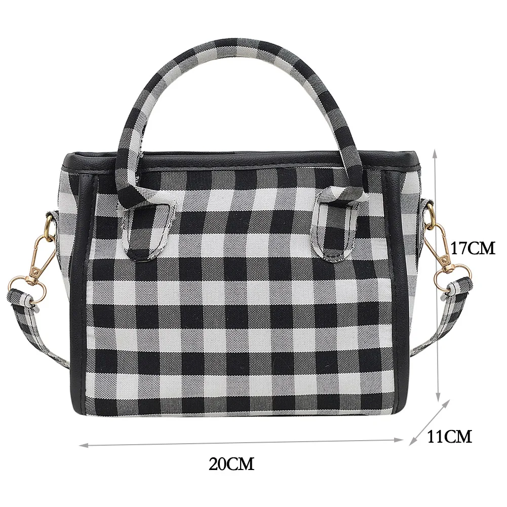 

Fashion Vintage Shoulder Bags Small Square Casual Traveling Shopping Strap Crossbody Bag Plaid Pattern Women Top-Handle Handbag