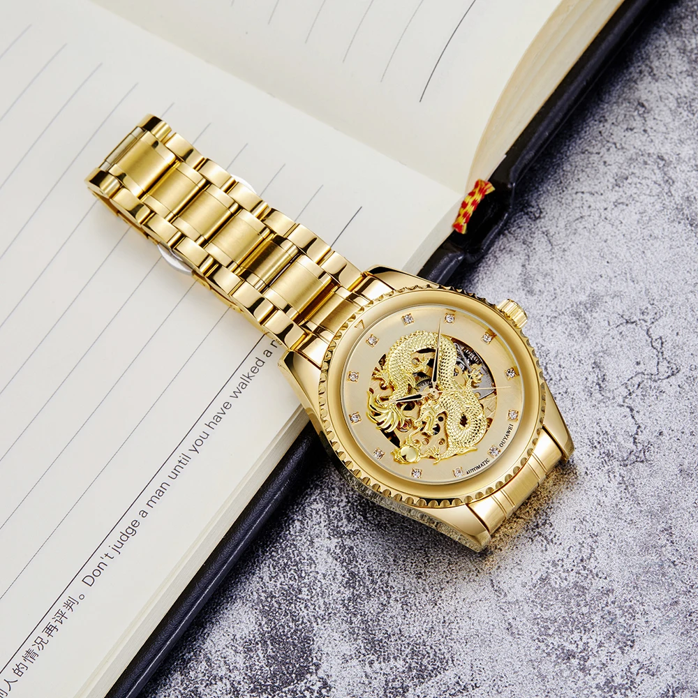 Мужские механические часы OUYAWEI роскошные Брендовые Часы с автоподзаводом и