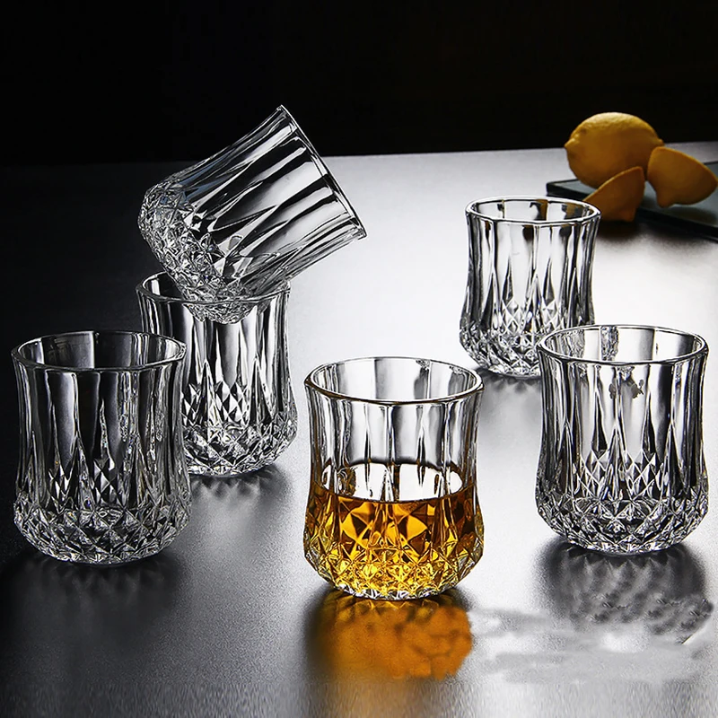 

Hellodream Whiskey Glass Set of 6 Old Fashioned Lead Free Crystal Liquor or Scotch Glasses,6.76 oz