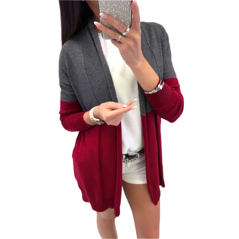 Новое поступление 2018 Осеннее повседневное женское пальто красного синего серого