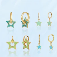 2021 trendy pentagram fine earrings pendant for women korean fashion simple piercing hoop earrings girl party daily wear jewelry