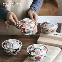fancity japanese style ceramic stew pot small soup cup with lid small household water proof stew cup small single birds nest