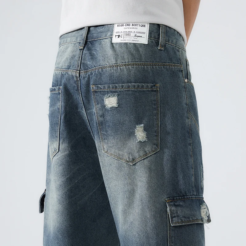 

2021 Summer New Men's Ripped Short Jeans Fashion Casual Straight-leg Denim Cropped Trousers Male Brand Clothes