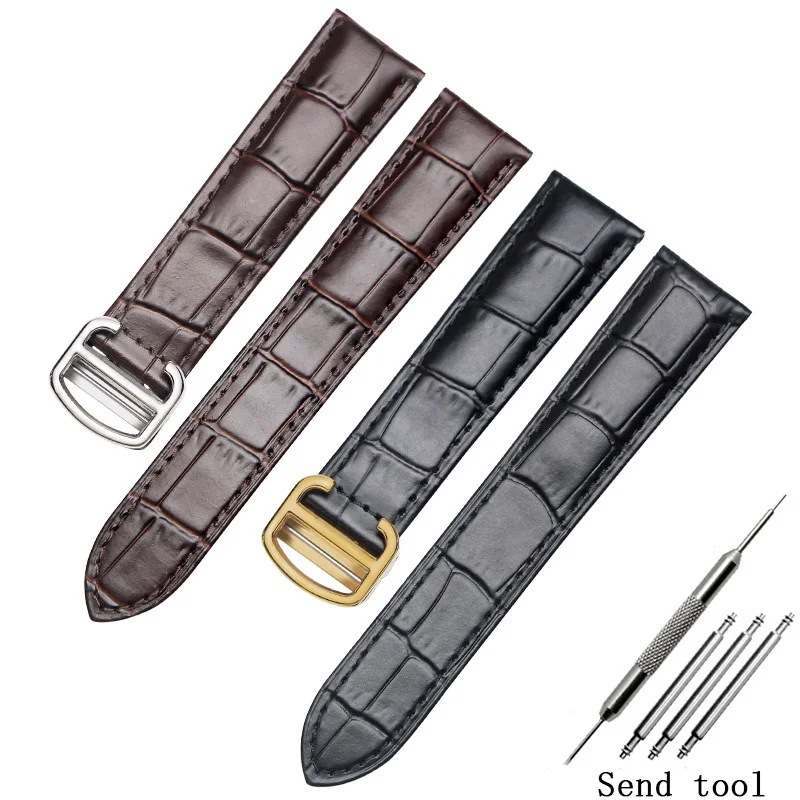 

Кожаный ремешок 20, 22, 23, 25 мм, складывающаяся Пряжка для Cartier, для мужчин и женщин, двухсторонний ремешок из воловьей кожи