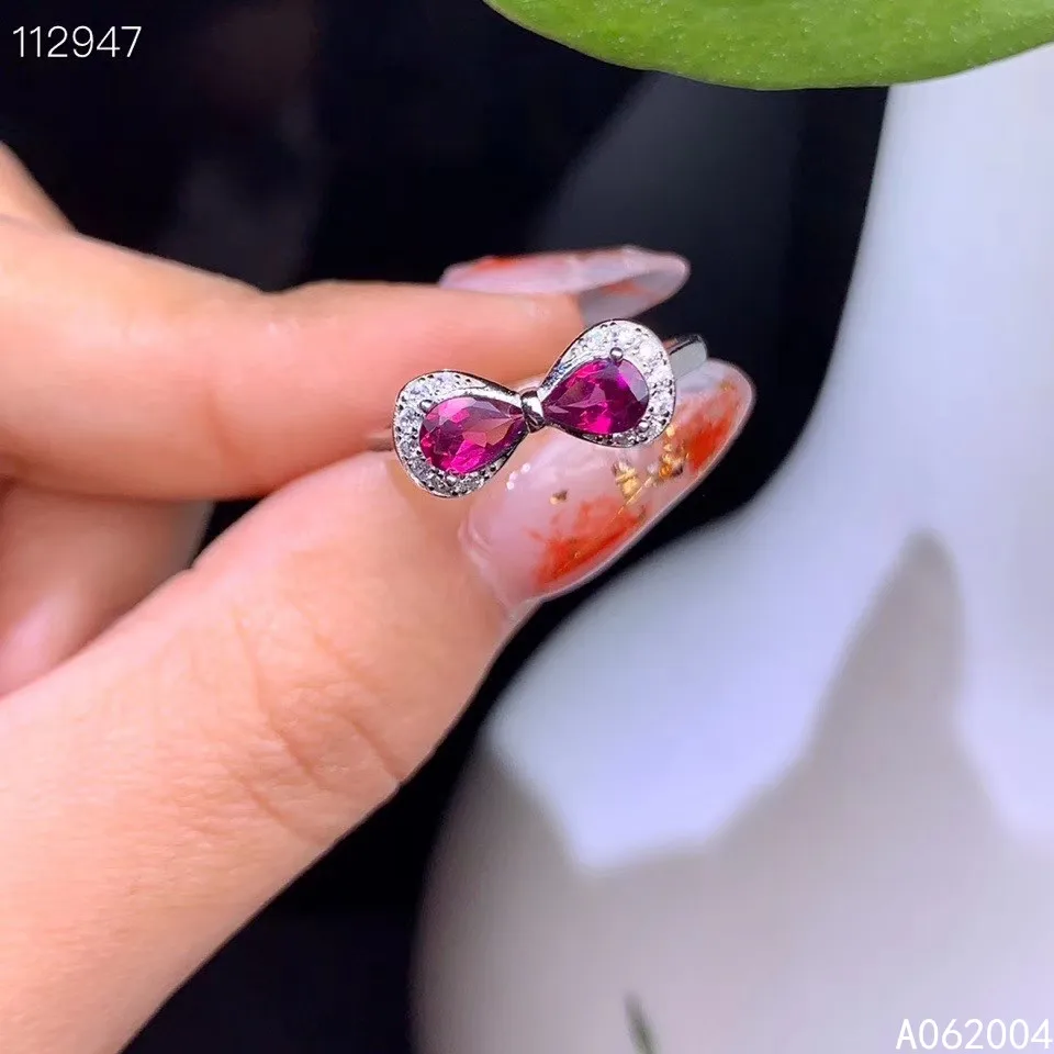 

KJJEAXCMY fine jewelry 925 sterling silver gem natural Garnet new Female woman Lady girl crystal ring Support test 9