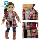Одежда для куклы подходит 45 см американские кукольные аксессуары, модное шерстяное пальто в клетку, подарок для девочки