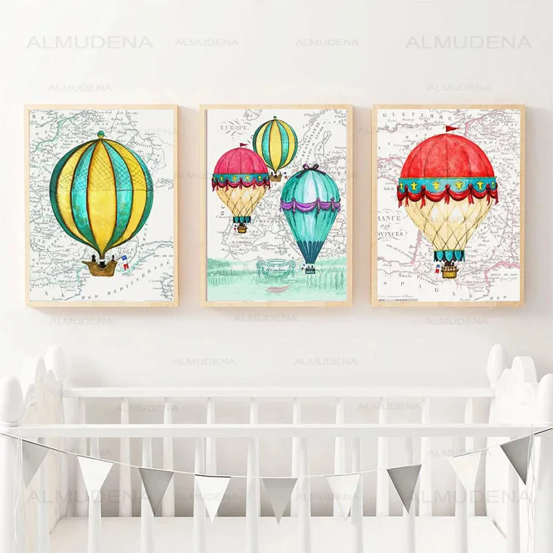 Постер и печать на холсте в скандинавском стиле Красочные воздушные шары картина