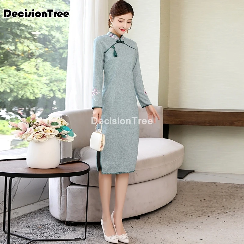 

2021 ladies women chinese traditional qipao shirt cheongsam elegant traditional chinese cheongsam trench coat for women