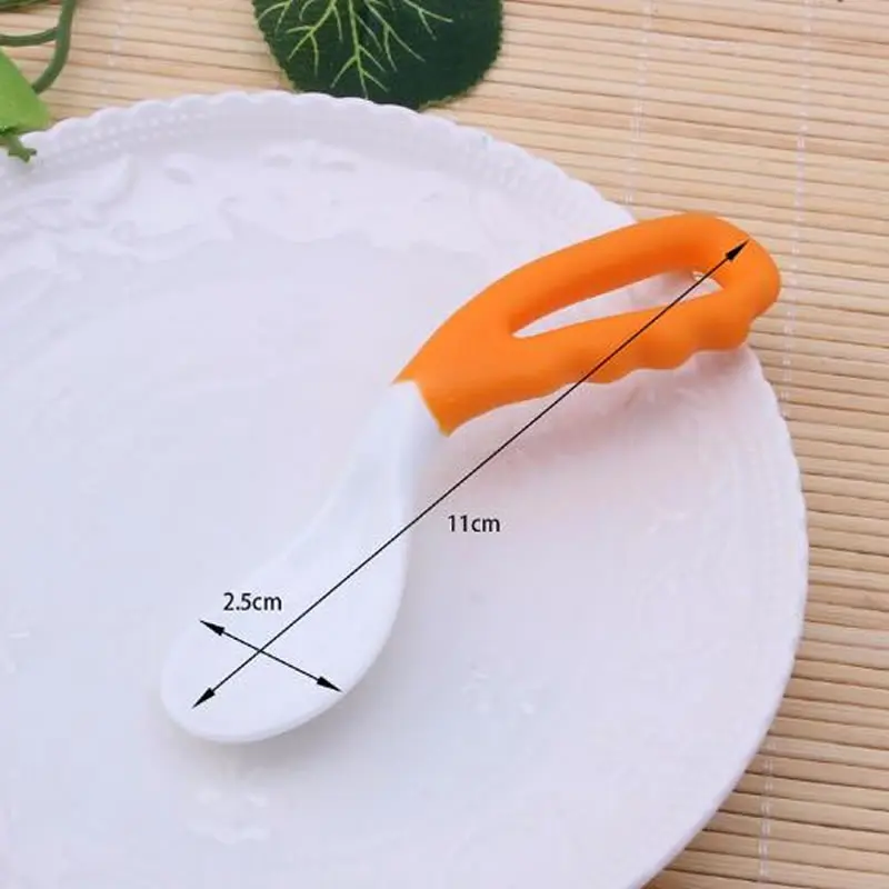 1pc Baby food supplement feeding spoon curved handle easy to grasp children tableware baby diet training children's products