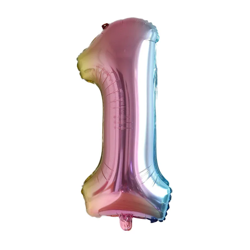 32 Inch Number Balloon Children's Birthday Party Decoration Gradient Color Aluminum Cute Digital | Дом и сад
