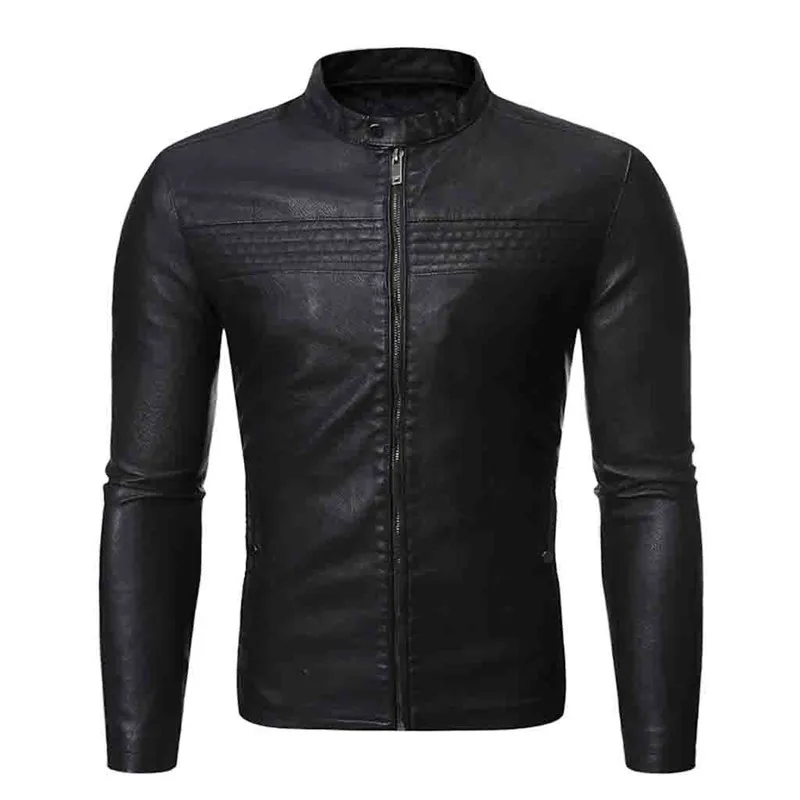 Кожаная мужская куртка для велосипеда мотоцикла на молнии повседневная верхняя