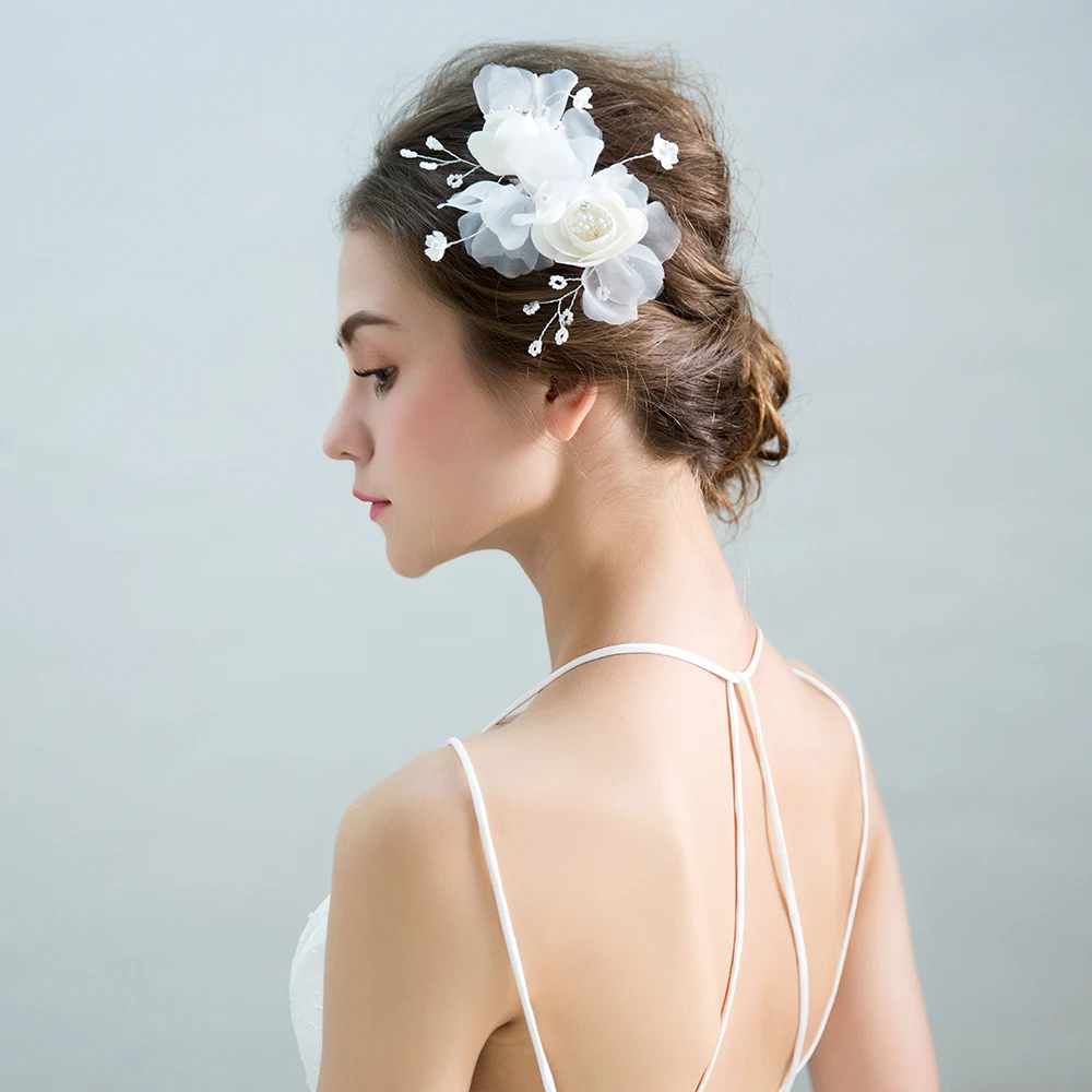 Очаровательные пряжа цветок заколки имитация жемчуга модные белые бабочки для