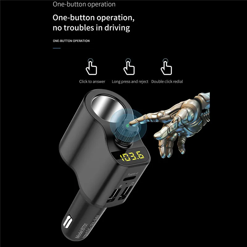 Bluetooth Car Charger LED Fast Duble USB Ports Mobile Phone Charging Answer The Play Safety Compatibale And Convenience | Мобильные