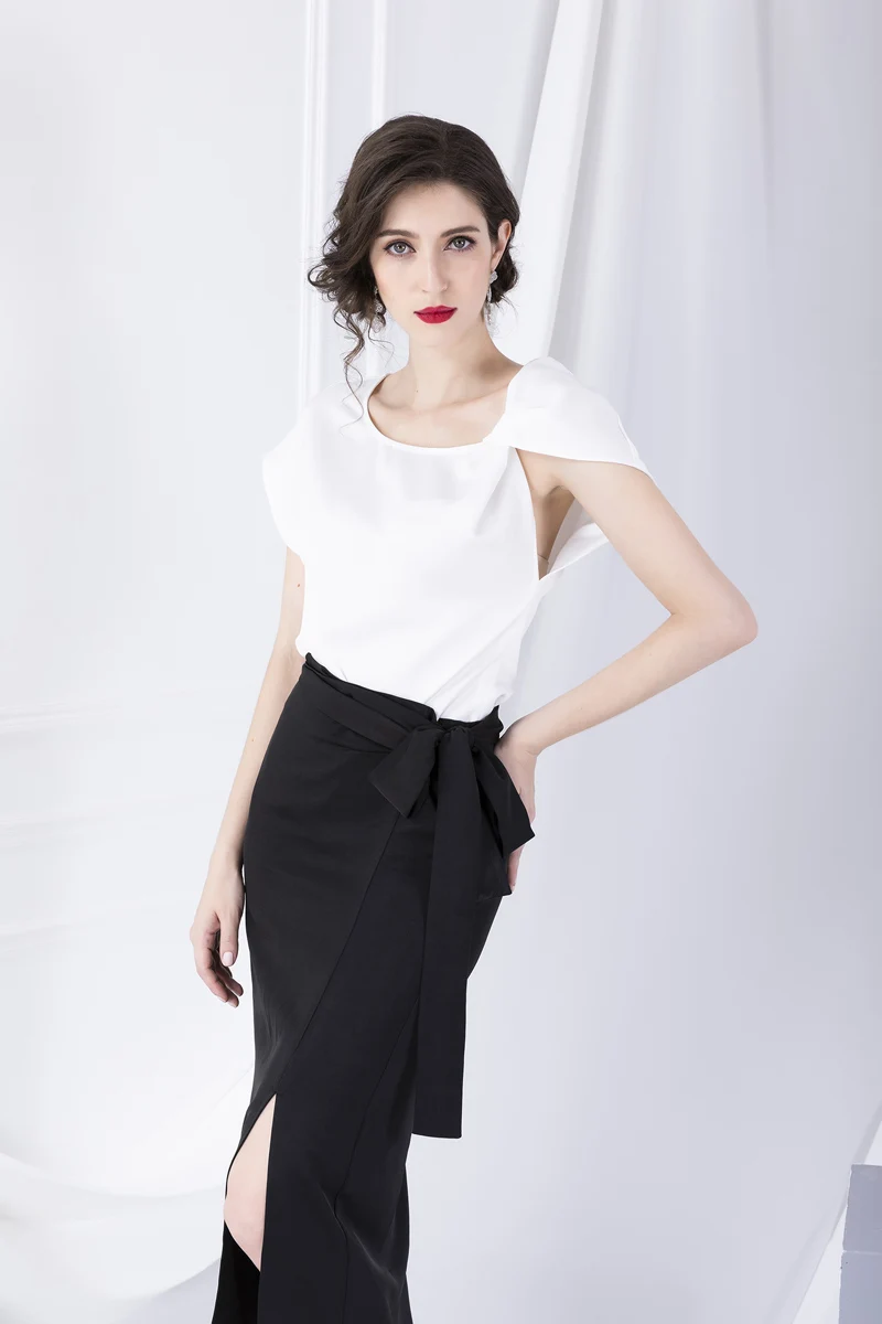 Женские Подиумные комплекты-двойки с круглым вырезом и короткими рукавами