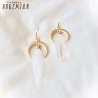 gothic alternative jewelrywitch jewelrycrescent moon earringscrystal moon earringsraw crystal earringsspace earrings