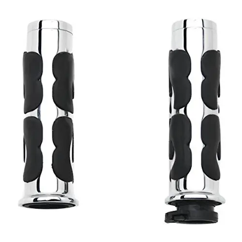 

Motorcycle Rubber Chrome Flame Handlebar Hand Grips For Choppers